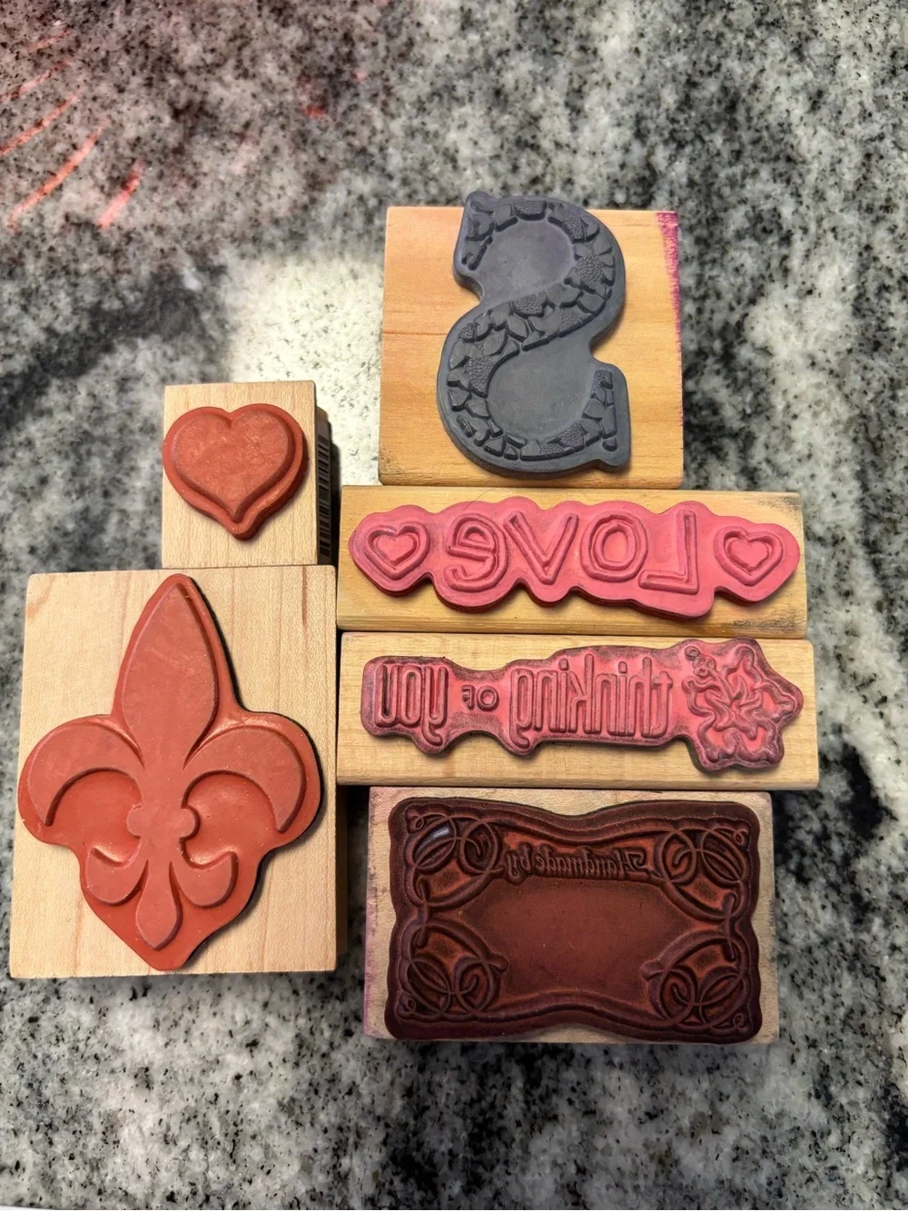 Seasonal Holiday Wood Stamp Set - Natural Wood with Green & Red Accents - Picture 7 of 8